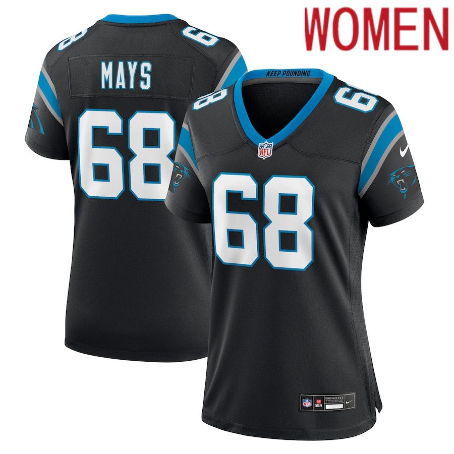 Women Carolina Panthers #68 Cade Mays Nike Black Team Game NFL Jersey